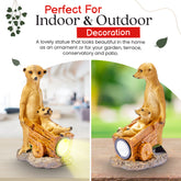 Solar Meerkat Family with Wheelbarrow Garden Ornament